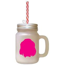 Hot Pink Welsh Springer Spaniel Silhouette Frosted Glass Mason Jar With Straw