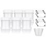 Natural Spice Sifter Jar with Airtight White Lids holds 1 oz / 30 ml / 28 grams each (6 pack) + Labels and Measuring Cup
