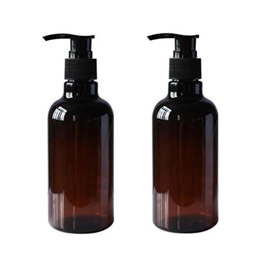 XINGZI 2PCS 250ml/8oz Amber Empty Refill Plastic Lotion Cream Pump Packing Bottles Shampoo Body Washing Shower Gel DIY Lotions and Massage Oils Container Toiletries Liquid Vial Jars