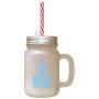 Light Blue Pop Bir Your Own Popcorn Frosted Glass Mason Jar With Straw
