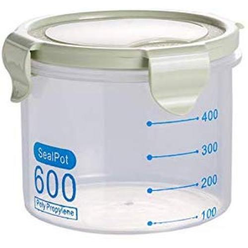 YUMU Kitchen Sealed Food Storage Container with lid, Sealed Moisture-Proof, with Scale, Buckle Sealed Plastic Food Container, no BPA, Keep Food Fresh and Dry,LightGreen,Small