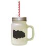Black British Shorthair Cat Silhouette #2 Frosted Glass Mason Jar With Straw