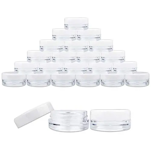 (Menge: 25 Stück) Beauticom 3G/3ML Runde Klarsicht-Gläser mit weißen Verschlüssen für Marmeladen, Honig, Kochöle, Kräuter und Gewürze – BPA-frei