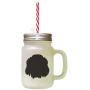 Black Welsh Springer Spaniel Silhouette Frosted Glass Mason Jar With Straw