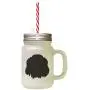 Black Welsh Springer Spaniel Silhouette Frosted Glass Mason Jar With Straw