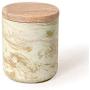 RANG RESHA Jupiter, Ceramic Food Storage Jar with Airtight Wood Lid, Small, 0.45 kg Capacity and Measures 3.5 in Diameter x 4.25 in Height, Brown Marbled