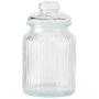 WHW Whole House Worlds Iconic Ribbed and Knob Topped Clear Glass Kitchen Storage Jars, Set of 3, Air Tight Seals, 9, 7 1/2, and 6 Inches Tall