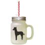 Black Peruvian Hairless Dog Silhouette Frosted Glass Mason Jar With Straw