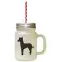 Black Peruvian Hairless Dog Silhouette Frosted Glass Mason Jar With Straw