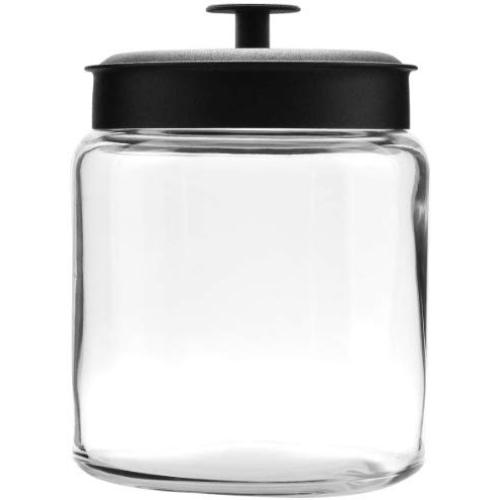 Anchor Hocking Montana Glass Jars withFresh Sealed Lids, Black Metal, 96 oz (Set of 2) - 96712