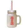 Red Christmas SantaS Reinders Names Frosted Glass Mason Jar With Straw Red Christmas SantaS Reinders Names Frosted Glass Mason Jar With Straw