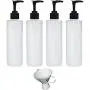 Earths Essentials Four Pack of Refillable 8 Oz. HDPE Plastic Pump Bottles with Patented Screw On Funnel-Great for Dispensing Lotions, Shampoos and Massage Oils. Earths Essentials Four Pack of Refillable 8 Oz. HDPE Plastic Pump Bottles with Patented Screw On Funnel-Great for Dispensing Lotions, Shampoos and Massage Oils.