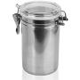 Airtight Food Storage Containers Stainless Steel Kitchen Canisters Jars with Clear Arylic Lid and Locking Clamp,Pantry Organization and Storage for Tea Snacks Sugar Milk Powder 1.1L Silver