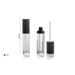 XINGZI 4PCS 10ml 0.34oz Empty Square Lip Gloss Tube Plastic Clear Lipstick Lip Balm Bottle with Lipbrush Black Cover DIY Lipstick Container Vials for Travel and Home Use