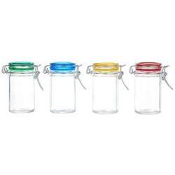 Kinetic 56022 Glassworks 4-Piece Glass Jar Storage Set with Jewel Colored Lid, Clear