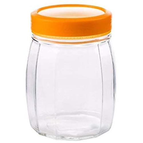 Kitchen Food Storage Jar Airtight Food Storage Kitchen Glass Jar Moisture-Proof Home Multi-Purpose Jam Bottle Cruet Glass Sealed Canister, (Color : 1080ml Orange)