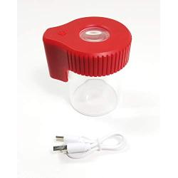 Vista Jar (Red) - air Tight jar with USB Rechargeable 4X Magnifying led lit lid