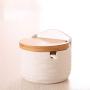 Ruila 1PC sugar bowl with lid spoon wooden seasoning jar kitchen tool salt storage box