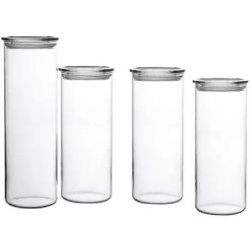 Simax Glassware 183 8-Piece Cylinder Storage Container Set with Plastic Lid Simax Glassware 183 8-Piece Cylinder Storage Container Set with Plastic Lid