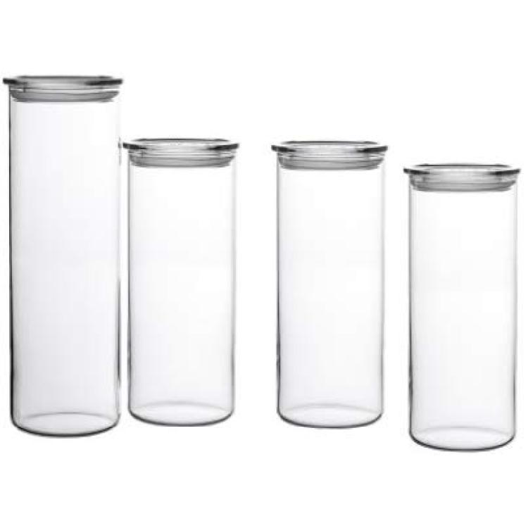 Simax Glassware 183 8-Piece Cylinder Storage Container Set with Plastic Lid