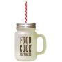 Brown Food Cook Happiness Frosted Glass Mason Jar With Straw