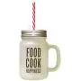 Brown Food Cook Happiness Frosted Glass Mason Jar With Straw Brown Food Cook Happiness Frosted Glass Mason Jar With Straw