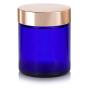 Cobalt Blue Thick Glass Straight Sided Jar with Gold Metal Overshell Lid - 4 oz / 120 ml (6 pack) + Spatulas