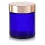 Cobalt Blue Thick Glass Straight Sided Jar with Gold Metal Overshell Lid - 4 oz / 120 ml (6 pack) + Spatulas