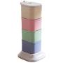 XXDTG Four-color Seasoning Box-rotatable Seasoning Box Set Wheat Straw Seasoning Tank 4 Grid Kitchen Seasoning Box
