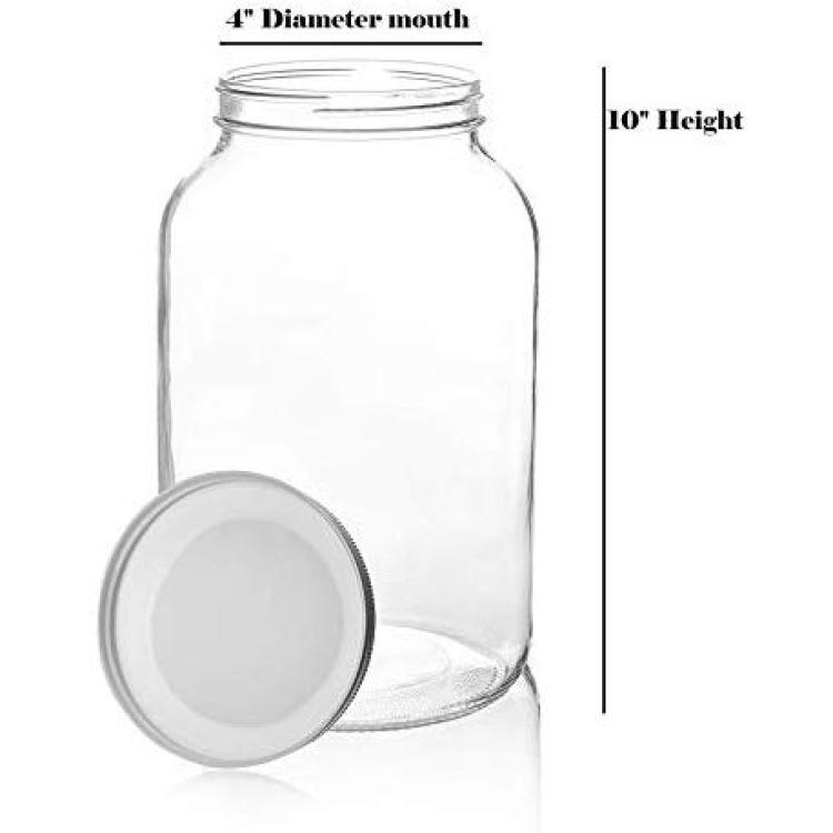 1-gallon Glass Jar Wide Mouth With Airtight Metal Lid USDA Approved  Dishwasher Safe Made in the USA 