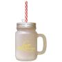 Yellow Love Begins At Home #2 Frosted Glass Mason Jar With Straw