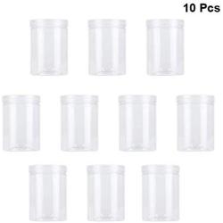 UPKOCH 10pcs Clear Plastic Jars Wide-mouth Storage Containers Empty Refillable Canisters with Lid For Kitchen Dry Goods Nuts Candy Small Accessory 630ml