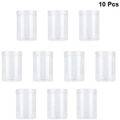 Klare Kunststoffbehälter, 10er Set – Leere, wiederbefüllbare Gläser mit Deckel für Küche, Trockenwaren, Nüsse, Süßigkeiten, kleine Accessoires (630 ml)
