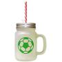 Green Soccer Ball Image Frosted Glass Mason Jar With Straw