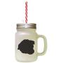 Black Welsh Sheepdog Silhouette Frosted Glass Mason Jar With Straw