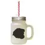 Black Welsh Sheepdog Silhouette Frosted Glass Mason Jar With Straw Black Welsh Sheepdog Silhouette Frosted Glass Mason Jar With Straw