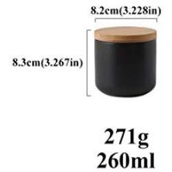 Ceramic Sealed Jars And Bamboo Lid Home Kitchen Storage Can Bulk Container For Seasoning Food Spice Tea Coffee Sugar Bottles Set,260Mlb161Black