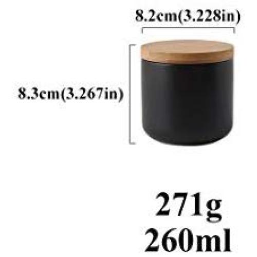 Ceramic Sealed Jars And Bamboo Lid Home Kitchen Storage Can Bulk Container For Seasoning Food Spice Tea Coffee Sugar Bottles Set,260Mlb161Black