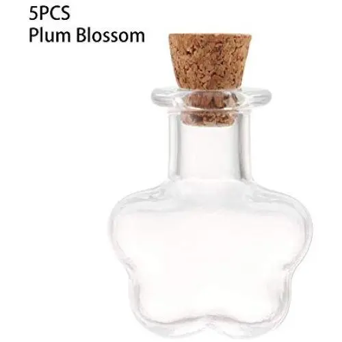 Mini Glasflaschen mit Korkstopfen, 5er-Pack, kleine Glasflaschen mit Korken, Leerraumgläser für Wünsche, Hochzeit, Wohnzimmer Dekoration, Anhänger, Korkstopfen Lagerungsvial