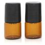 Rimandy Mini Tiny 1ml Amber Glass Metal Ball Roller Essential Oil Bottles Empty Refillable Roll On Glass Bottle Vials Jar for Perfume Aromatherapy Lip Balm Cream Liquid with Black Cap