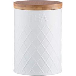 Typhoon White Embossed Tea Coffee Sugar Set Canister Bread Bin Crock (Tea Canister)