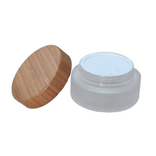 1PCS 100ML/ 3.4OZ Frosted Glass Cream Bottle with Environmental Bamboo Lid Empty Refillable Eye Cream Lotions Ointment Cosmetic Crams Jar Makeup Travel Bottles Samples Containers Pot