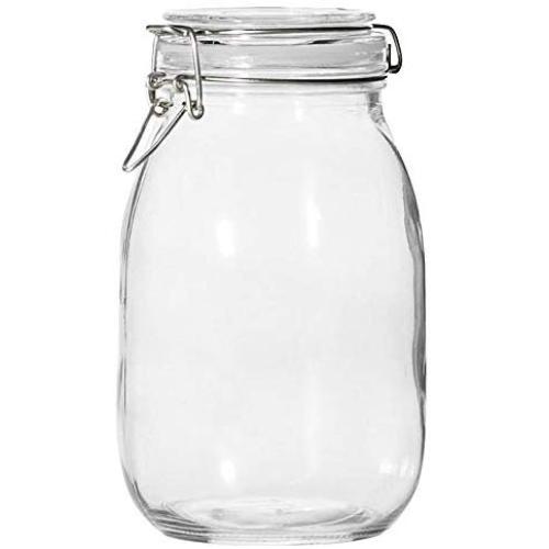 HOMELUNY Set of 4 Glass Airtight Jars Cereal Storage Container Jars Glass Storage Jars 1800ML for Candy, Cookie, Rice, Sugar,Flour,Snacks Keeping Food Dry & Fresh