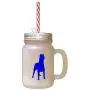 Silhouette d'un Dogo Argentino Bleu Royal dans un bocal en verre glacé avec paillon. Silhouette d'un Dogo Argentino Bleu Royal dans un bocal en verre glacé avec paillon.