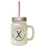 Black Alphabet X, X Ray, Xylophone Xoxo Frosted Glass Mason Jar With Straw
