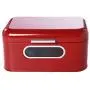 Bread Box for Kitchen Counter - Red Bread Bin, Retro Storage Container with Front Window, For Doughnuts, Pastries, Cookies - 12 x 7 x 6 Inches