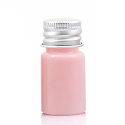24 Stück 5ml Leere Plastikflaschen Mini Behälter Kleine Glasflaschen mit Aluminiumverschluss für Creme, Kosmetik, Puder (Pink)