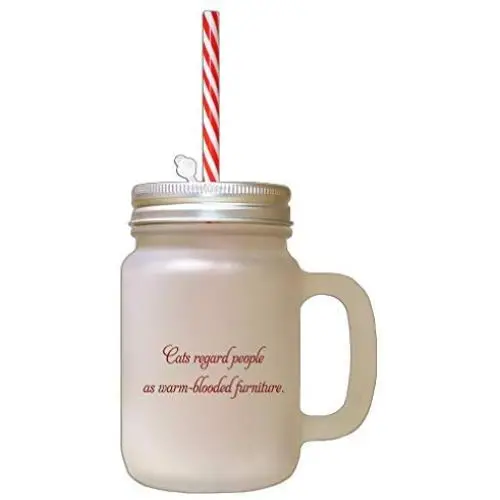 Maroon Cats Regard People Aw Warm Blooded Furniture Frosted Glass Mason Jar With Straw