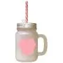 Rosahelle kleine griechische Domestic Dog Silhouette Frostglas Mason Jar mit Strohhalse