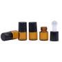 25Pcs Essential Oil Roller Bottles Mini 1ml/2ml/3ml Amber Glass Metal Ball Empty Roll On Glass Bottle Perfume Sample Vials Jar For Aromatherapy Lip Balm Cream Liquid With Black Cap (1ml)